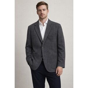 Banana Republic Tweed Blazer 48R Charcoal Wool Blend Sport Coat Tailored